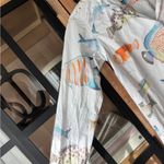 Fish dress shirt long sleeve button down coverup watercolor print beach swim White Photo 4