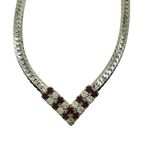 Boutique Silver Tone Flat Chain Arrow Pendent Rhinestone Amethyst Necklace Photo 0