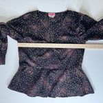 Kate Spade Polka Dot Wrap Blouse Size XS Black Peplum Long Sleeve Preppy Office Photo 6