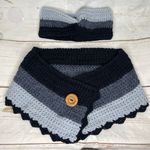 Handmade • Crochet Neck & Ear Warmer • Headband • Scarf • Multicolored • Gray Black Photo 0