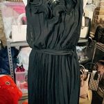 Sami & Jo  wave design collar black dress sleeveless stretchy waist belt tie NWT Photo 0