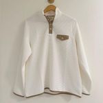 J.Crew NWT Quilted Snap-Front Pullover Size L / Color Ivory Photo 4