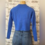 Madewell 55% Wool Blue Ribbed Knit Cropped Sweater Photo 1