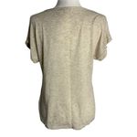 High Low Stretch Knit Pullover Top M Cream Pink Cuffed Sleeve Round Neck Size M Photo 3