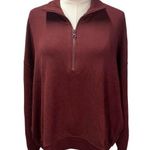 Lou & grey  Signaturesoft Plush Quarter Zip Pullover Sweatshirt Women XL Burgundy Photo 0