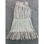 Veronica Beard NWT  Cox Dress Size M Natural‎ Multi Striped Ruffle Minimalist Y2K Photo 12
