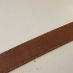 Vintage 90s Tan Top Grain Genuine Leather Silver Buckle Belt Size Large Photo 4