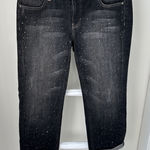 White House | Black Market  Black Cropped Cuffed Jeans with Studded Accents Size 10 Photo 0
