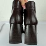 Vtg Y2K Chunky Heel Leather Square Toe Lace Up Ankle Boots Sz 7.5 Brown Wine Photo 7