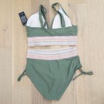 Blooming Jelly Womens Bikini Set Size L Green High Waist Tummy Control Knit Boho Coastal‎ Beach Photo 2