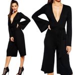 Missguided Maroon Red Oxblood Long Sleeve Crop Tie Jumpsuit NEW 8 Photo 2