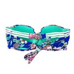 Shade & Shore  Blue Floral Strapless Underwire Push-up Swim Bikini Top Size 36C Photo 1