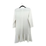 Shoshanna Long Sleeve Ruffled Crew Neck Sheath Textured White Dress Sz 12 Photo 2