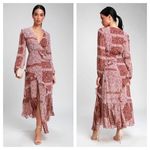 Lulus Maxi Dress Women Medium Rust Red Floral Patchwork Field of Flowers Long Photo 1