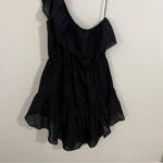 Free People  Black One-Shoulder Ruffle Dress Photo 5