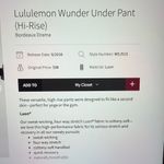 Lululemon Wunder Under Pant (HR) Bordeaux Drama Sz6 Photo 1