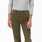 Gap NWT Women's Straight Leg Khaki High Rise Splatter Pants Oak Moss Size 6 Photo 0