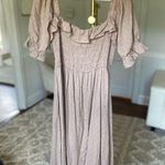 R. Yiposha Midi Dress Cottagecore Piff Sleeve Square Neck Summer Spring Boho XL Tan Size 1X Photo 2