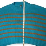Free People  Blue Striped Oversized Knit Sweater Pullover Long Sleeve Sz Small Photo 8