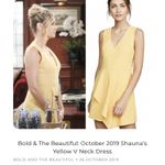 Alice + Olivia  Sz 2 Callie Mini Dress Asymmetrical Drape V-Neck Sleeveless Gold Photo 1