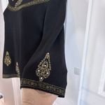 Joseph A  Black Knit Beaded Embellished Top Gold Embroidery Medium Vintage Y2K Photo 3