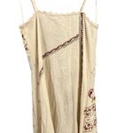 ZARA Linen Blend Embroidered Midi Dress Beige Sleeveless Boho Casual Size S Photo 5