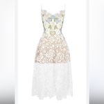 Montsand Lobbster Roses Lace Midi Dress Appliqué Floral White Medium NWT Photo 9