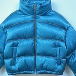 Poster Girl Blue Satin Rhinestone Cropped Puffer Jacket XS Photo 6