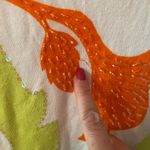 Cache  Green Orange Beaded 3/4 Sleeve V-neck Pullover Sweater Women's size Large Photo 10