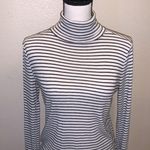 a.n.a  black & white striped stretchy long sleeve turtleneck top Photo 1