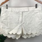 J.Crew Linen Blend White Scallop Hem Shorts 8 Photo 0