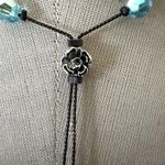 Debby Reid Aqua Crystal Lariat Necklace Blue Photo 1