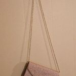 Rose Gold Formal Clutch Magnetic Snap Purse with Gold Chain EUC Pink Photo 0