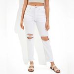 American Eagle AE American Eagle Women's Mom Straight Leg Jeans White Distressed Ripped Size 2 Photo 8