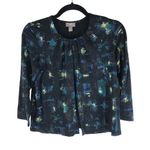 J.Jill Wearever Collection Stretch Cardigan Jacket Black Blue 3/4 Sleeve XSP Photo 0