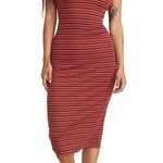 Marine layer  Medium Lexi Rib Daytime Midi Dress in Ruby Wine Multi Stripe Photo 0