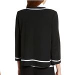 Ming Wang Floral Embroidered Knit Jacket Black and White Size L Photo 2