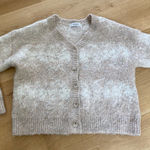 Storets  Fuzzy Knit Shadow Stripe V Neck Cardigan Photo 0