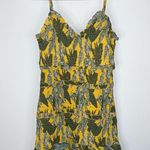 Olivaceous Yellow Green Palm Smocked Tiered Ruffle Short Mini Dress Medium NWT Photo 12