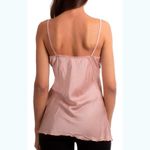 Satin Cowl Neck Spaghetti Strap Blouse With Lace Underlay Photo 11