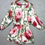 Umgee Floral Print Short Romper Slit Sleeves Sz M Casual Cute Summer Photo 0