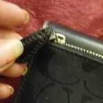 Coach Black Signature Flap Top Trifold IWallet Photo 9