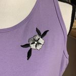Hanes Purple Embroidery Flower Tank Top Photo 3