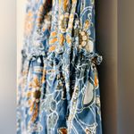 Cleobella Lydia Blue Gold Organic Cotton Flutter Sleeve Mini Babydoll Dress Photo 10