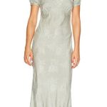 Tularosa Natalie Embroidered Midi Dress in Blue Abyss XS Photo 0