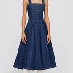 Simkhai Cici Bustier Denim Midi Dress. NWT. Size 14, (runs small). Blue Photo 0