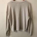 SundryXEvereve Waffle Knit Embroidered Loved Crewneck Top in Off White Sz Medium Photo 4
