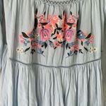Free People Loose Embroidered Light Blue Off Shoulder Floral Tunic Photo 5