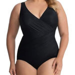 MiracleSuit  Must Haves Oceanus Black Swimsuit V-Neck Size 18W GUC #0662-OC Photo 0