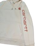 Carhartt Relaxed Fit Hoodie Womens Large Peach Sweatshirt Logo Sleeve Photo 3